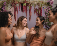 women in seamless underwear framed with flowers Los Muertos Crew from Pexels via Canva